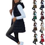 Trendy Women's Long Hooded Puffer Vest Black