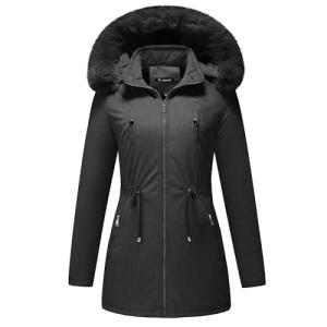 Winter Corduroy Puffer Jacket with Hood - Black