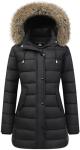 Warm Women's Long Puffer Coat with Removable Hood