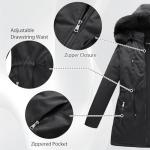 Winter Corduroy Puffer Jacket with Hood - Black