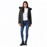 Winter Corduroy Puffer Jacket with Hood - Black