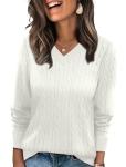 Cozy Cable Knit V-Neck Sweater for Women