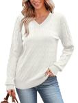Cozy Cable Knit V-Neck Sweater for Women