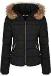 BodiLove Women's Black Fur Hooded Utility Jacket