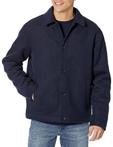 Men's Wool Blend Bomber Jacket - Navy
