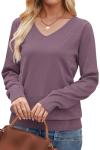 WIHOLL Women's Cozy Lightweight V-Neck Sweater