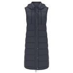 Women's Dark Gray Long Puffer Vest with Pockets