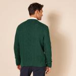 Men's Dark Green Cable Knit Crewneck Sweater