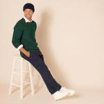 Men's Dark Green Cable Knit Crewneck Sweater