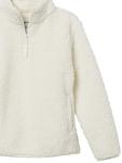 Girls' Ivory Sherpa Fleece Quarter-Zip Jacket
