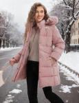 ASPO Women's Pink Waterproof Puffer Jacket with Fur Hood