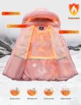 ASPO Women's Pink Waterproof Puffer Jacket with Fur Hood