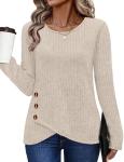 Trendy Women's Beige Crew Neck Sweater