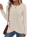 Trendy Women's Beige Crew Neck Sweater