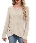 Trendy Women's Beige Crew Neck Sweater