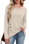 Trendy Women's Beige Crew Neck Sweater