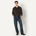 Men's Cotton Blend V-Neck Sweater in Chocolate