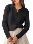 ANRABESS Women's V Neck Cable Knit Sweater