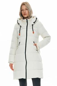 Orolay Women's Thickened Contrast Color Drawstring Down Jacket Hooded Parka Long Puffer Coat White XL