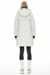 Orolay Women's Thickened Contrast Color Drawstring Down Jacket Hooded Parka Long Puffer Coat White XL