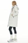 Orolay Women's Thickened Contrast Color Drawstring Down Jacket Hooded Parka Long Puffer Coat White XL