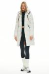 Orolay Women's Thickened Contrast Color Drawstring Down Jacket Hooded Parka Long Puffer Coat White XL