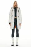 Orolay Women's Thickened Contrast Color Drawstring Down Jacket Hooded Parka Long Puffer Coat White XL