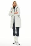 Orolay Women's Thickened Contrast Color Drawstring Down Jacket Hooded Parka Long Puffer Coat White XL