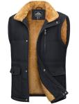 Men's Thick Fleece Padded Puffer Vest - Black