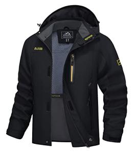 MAGCOMSEN Men's Waterproof Hooded Rain Jacket, XL