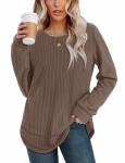 Trendy Women's Long Sleeve Chocolate Sweater Top