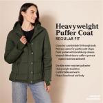 Women's Quilted Hooded Puffer Coat in Navy