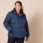 Women's Quilted Hooded Puffer Coat in Navy