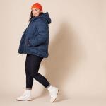 Women's Quilted Hooded Puffer Coat in Navy