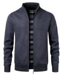 Men's Fleece Lined Knitted Cardigan Jacket - Navy