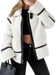 Women's Trendy Faux Fur Sherpa Moto Jacket