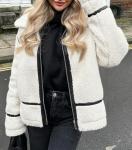 Women's Trendy Faux Fur Sherpa Moto Jacket