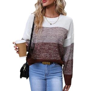 Women's Striped Color Block Casual Pullover Sweater