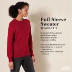 Soft Touch Pleated Shoulder Crewneck Sweater - Dark Green
