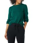 Soft Touch Pleated Shoulder Crewneck Sweater - Dark Green