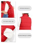 Red Oversized Women's Puffer Vest with Collar