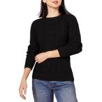 Women's Black Cable Knit Crewneck Sweater