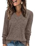 WIHOLL Women's Long Sleeve V Neck Sweater