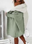 Women's Hooded Color Block Cardigan Sweater Green