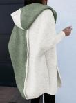 Women's Hooded Color Block Cardigan Sweater Green