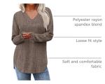 WIHOLL Women's Long Sleeve V Neck Sweater