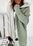 Women's Hooded Color Block Cardigan Sweater Green