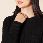 Women's Black Cable Knit Crewneck Sweater