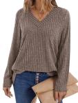 WIHOLL Women's Long Sleeve V Neck Sweater