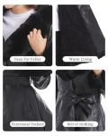 Faux Leather Women's Jacket with Faux Fur Collar